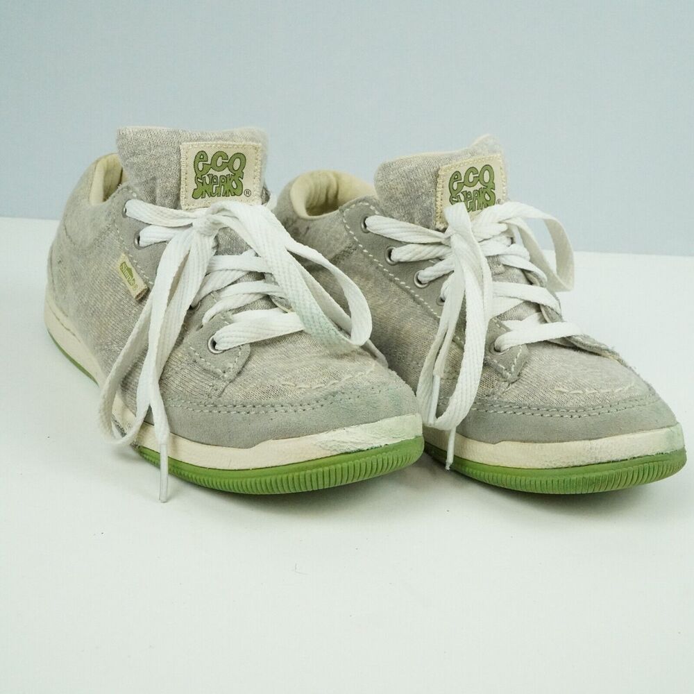 Simple Eco Sneaks Canvas Low-Top Sneakers Grey Green Size US 6.5